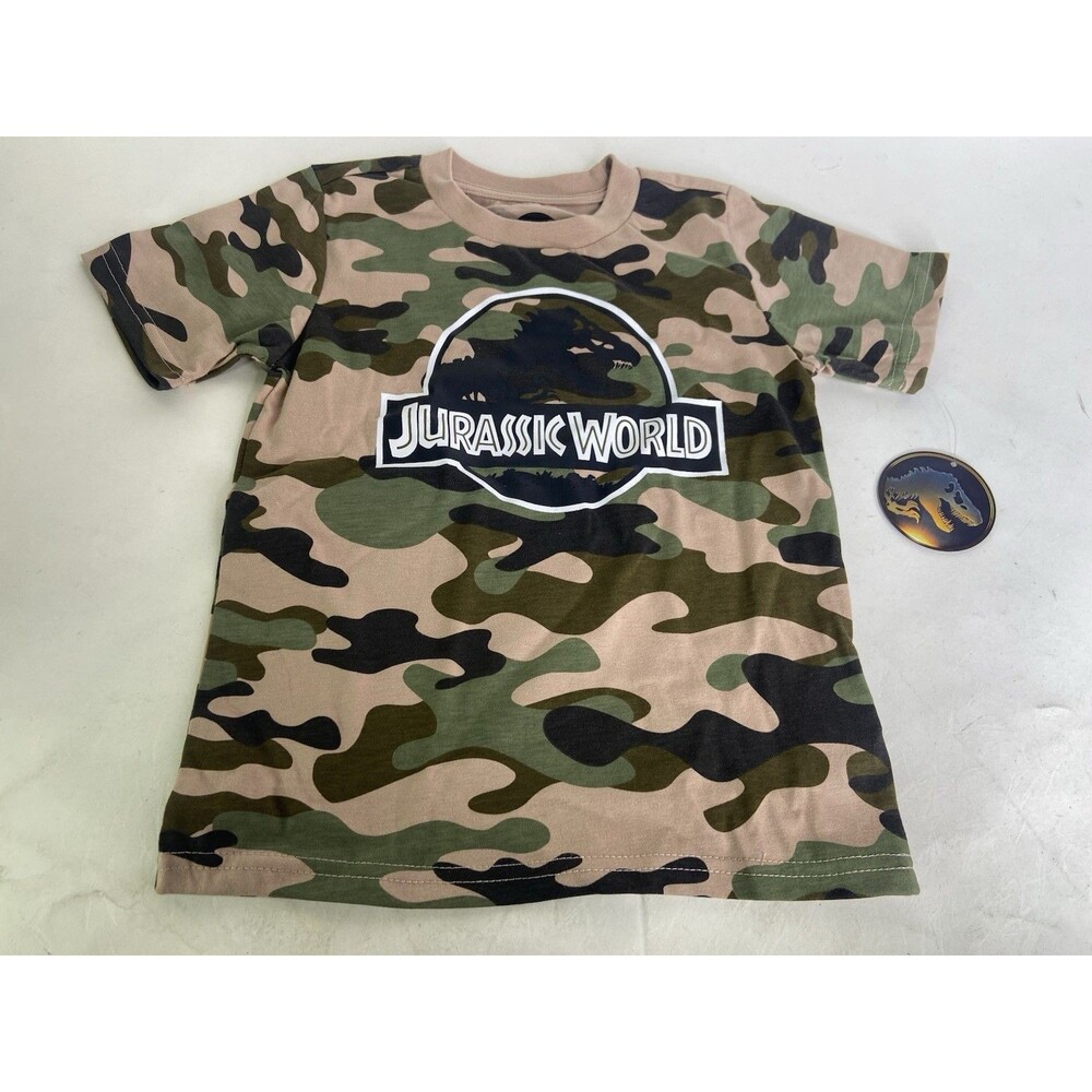 Jurassic Park World T-Rex Camo Print Short Sleeve T-Shirt Top Kids Boys Size 5